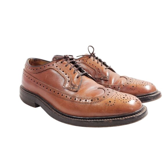 Nettleton Mens Size 7.5 C/E Vintage Brown Leather Wingtip Oxford Dress Cleated - Picture 1 of 8